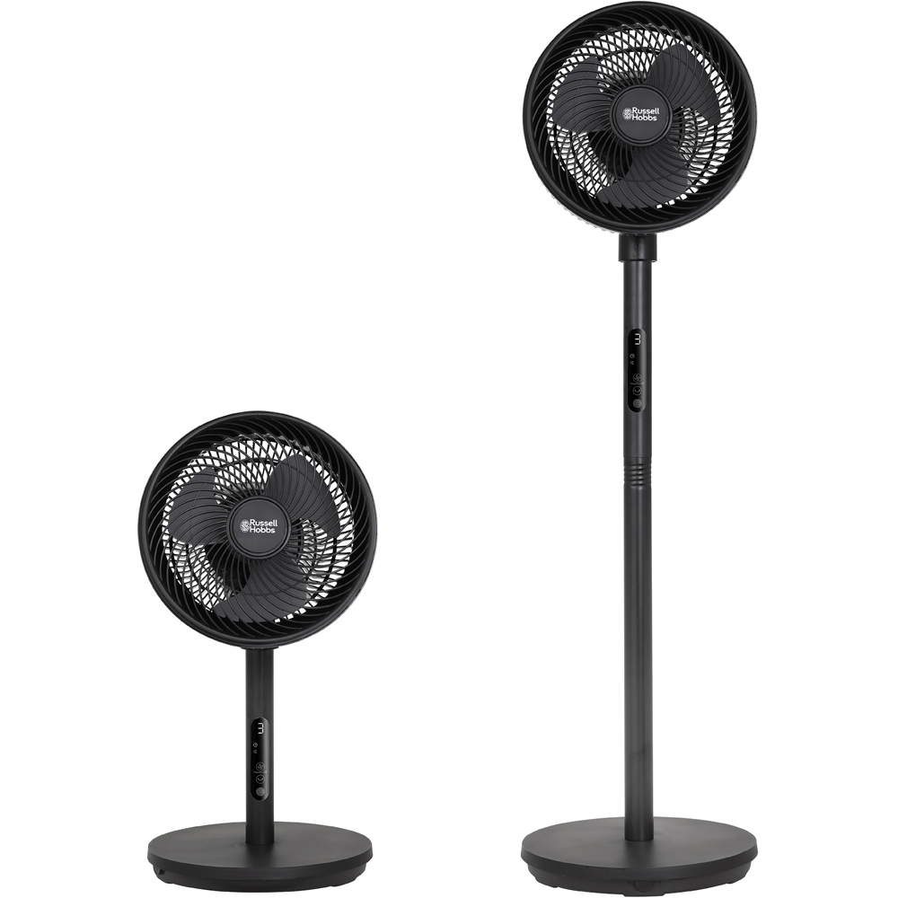 Russell Hobbs Black Height Adjustable Oscillating Pedestal Circulator Fan with Remote 8 inch Image 2