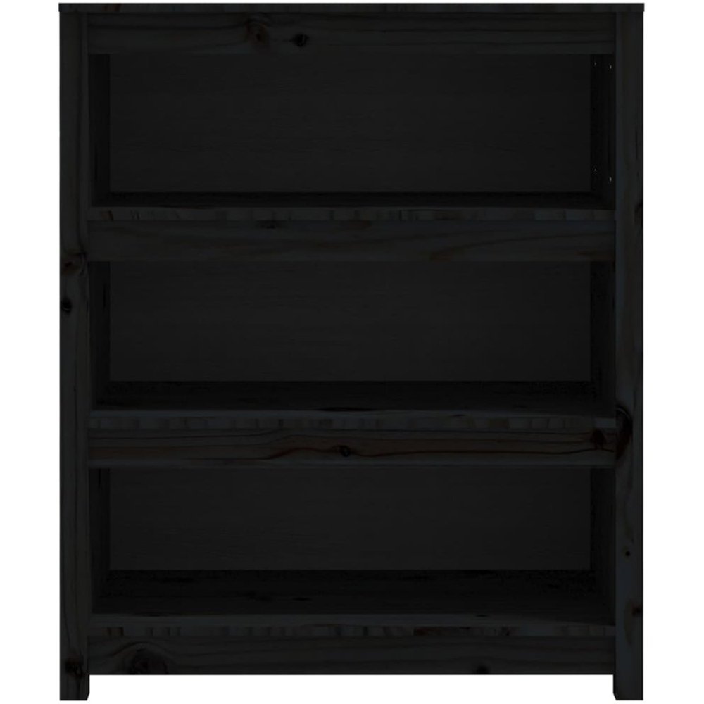 vidaXL 3 Shelf Black Solid Pine Wood Bookcase Image 3