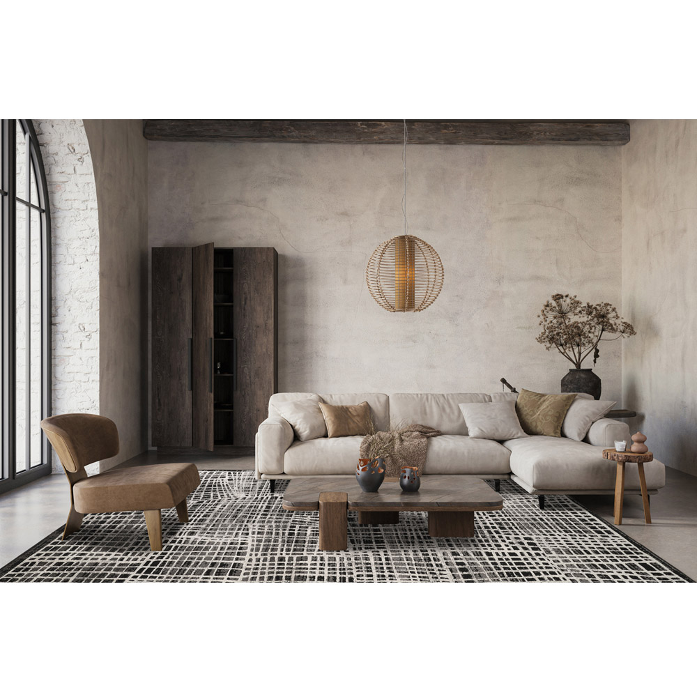 Mayfair Living Room Area Rug Metallic Sheen Contemporary Modern Mesh Design - Black 160cm x 230cm Image 5