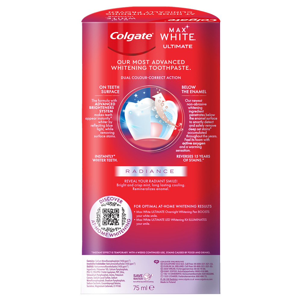 Colgate Max White Ultimate Radiance Whitening Toothpaste 75ml Image 4