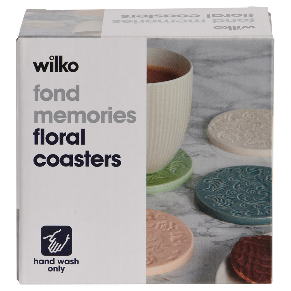 Wilko 4 Pack Ceramic Floral Coasters Image 7