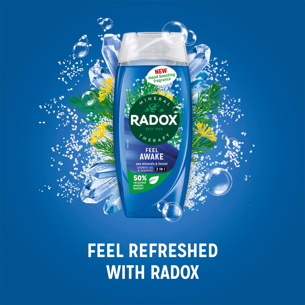 Radox Feel Awake Mineral Therapy 2 in 1 Shower Gel and Shampoo 225ml Image 6