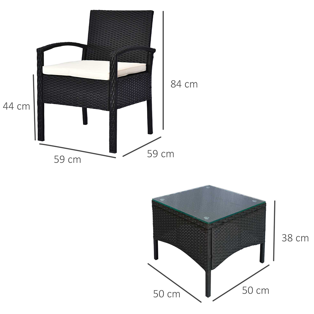 Outsunny Rattan Effect 2 Seater Bistro Set Black Image 5