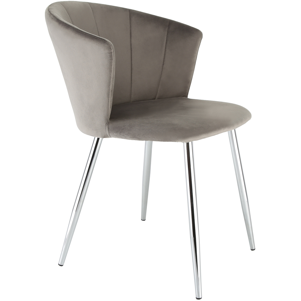 Ella Dining Accent Chair Velvet Upholstery - Grey (Silver Legs) Image 4