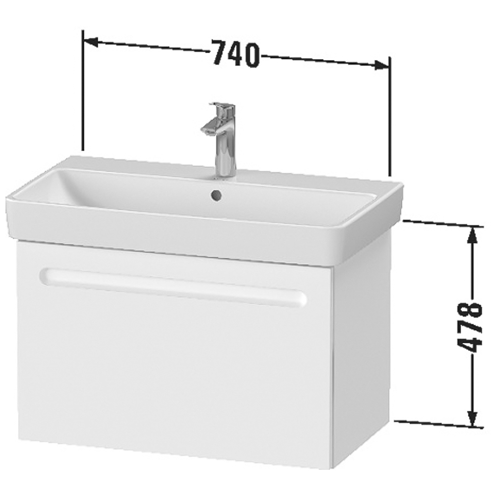 Duravit No.1 Matt Graphite Wall Hung Vanity Unit 478 x 740mm Image 2