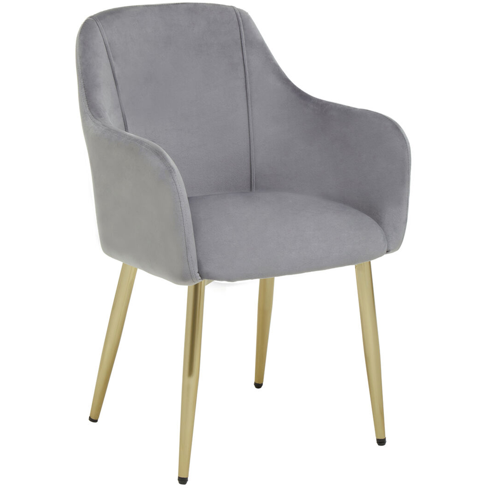 Premier Housewares Darcy Gold and Grey Velvet Dining Chair Image 4