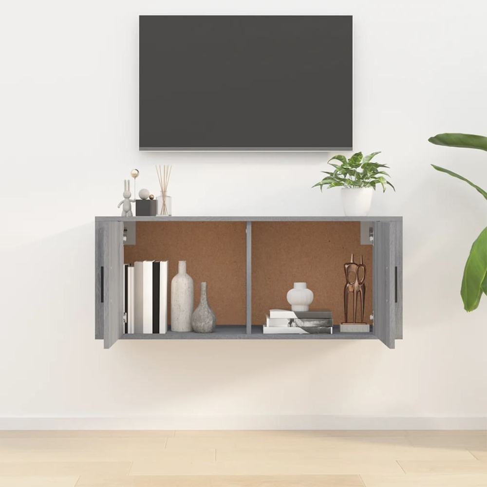 vidaXL 2 Door Grey Sonoma Wall Mounted TV Cabinet Image 3