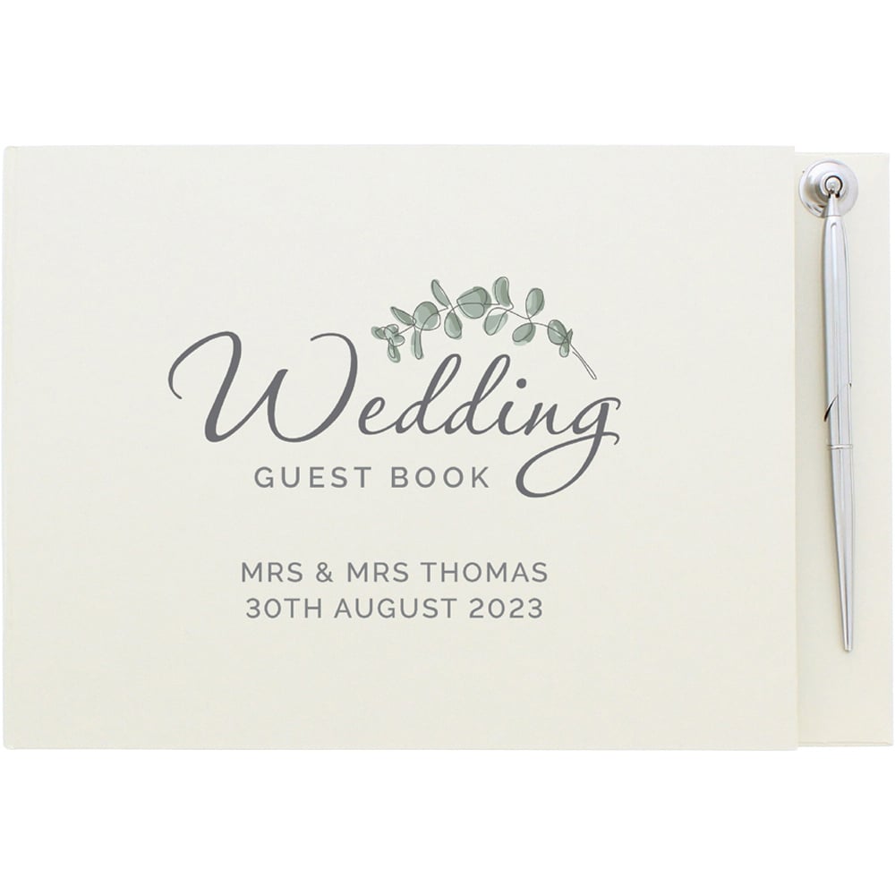 Personalised Memento Personalised Botanical Wedding Guest Book and Pen Image 1