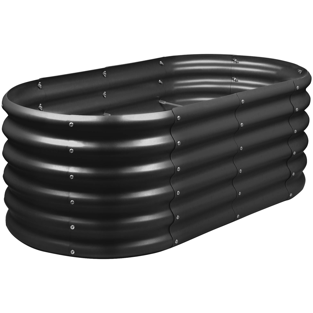 Harbour Housewares Anthracite Rounded Galvanised Steel Raised Garden Bed 180 x 90 x 45cm Image 1