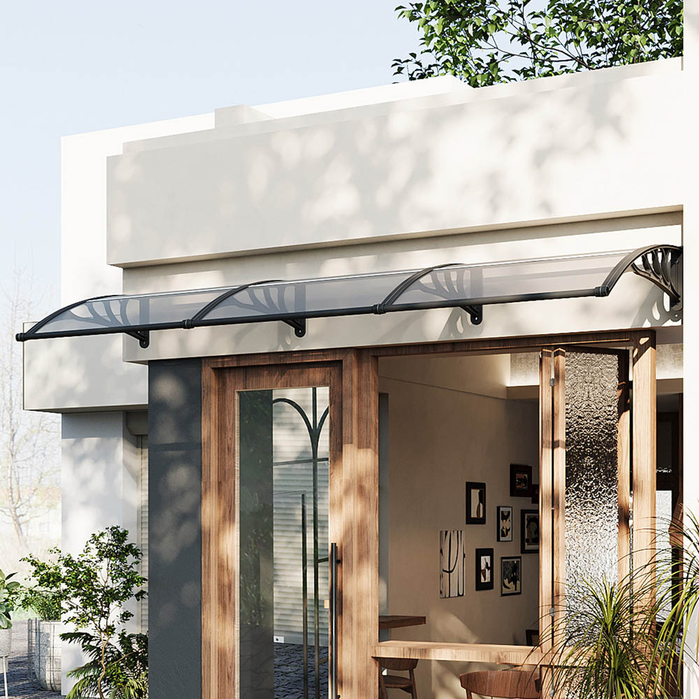 Living and Home Dark Grey Arched Door and Window Awning with Water Channel 3 x 1m Image 8