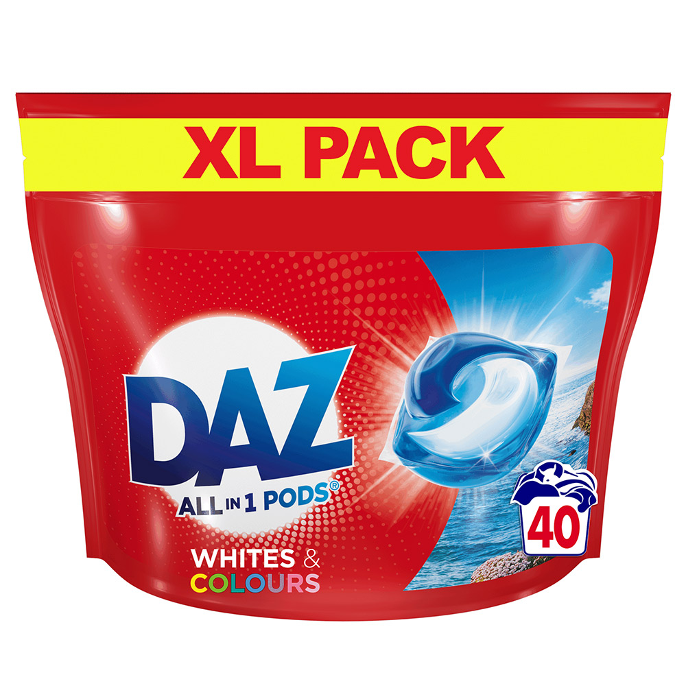 DAZ All in 1 Pods Whites and Colours Washing Liquid Capsules 40 Washes Image 1