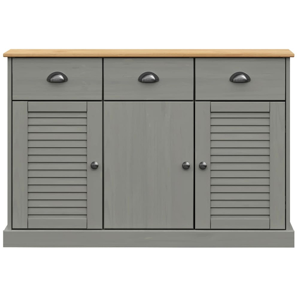 vidaXL 3 Door 3 Drawer Grey Solid Pine Wood Sideboard Image 5