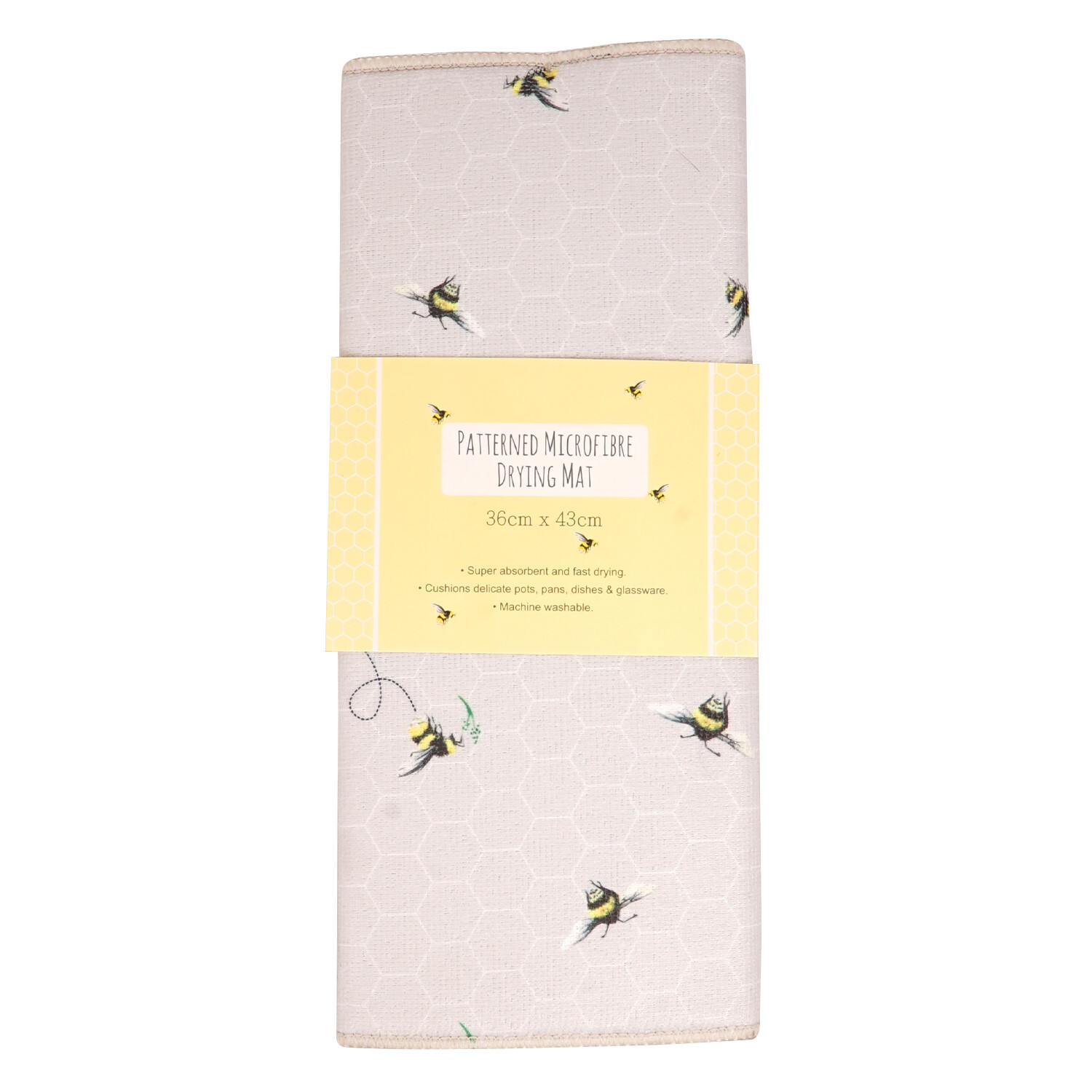 Bee Patterned Microfibre Drying Mat - Neutral Image 1