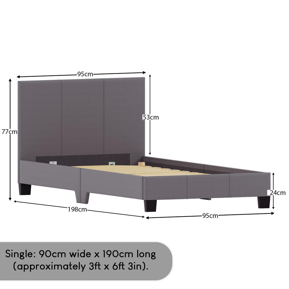 Vida Designs Lisbon Single Grey Faux Leather Bed Frame Image 8