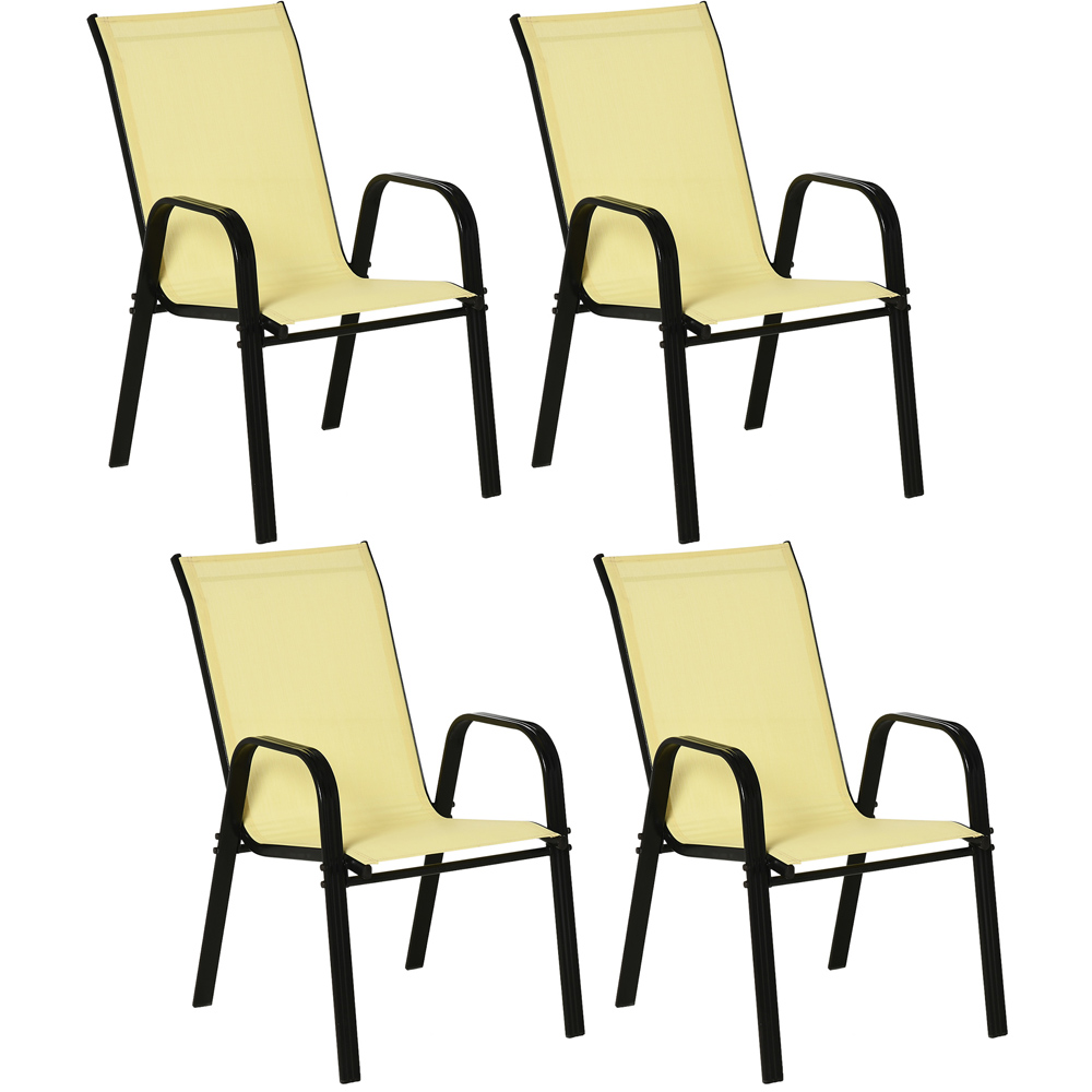 Outsunny Set of 4 Beige Stackable Outdoor Dining Chair Image 2