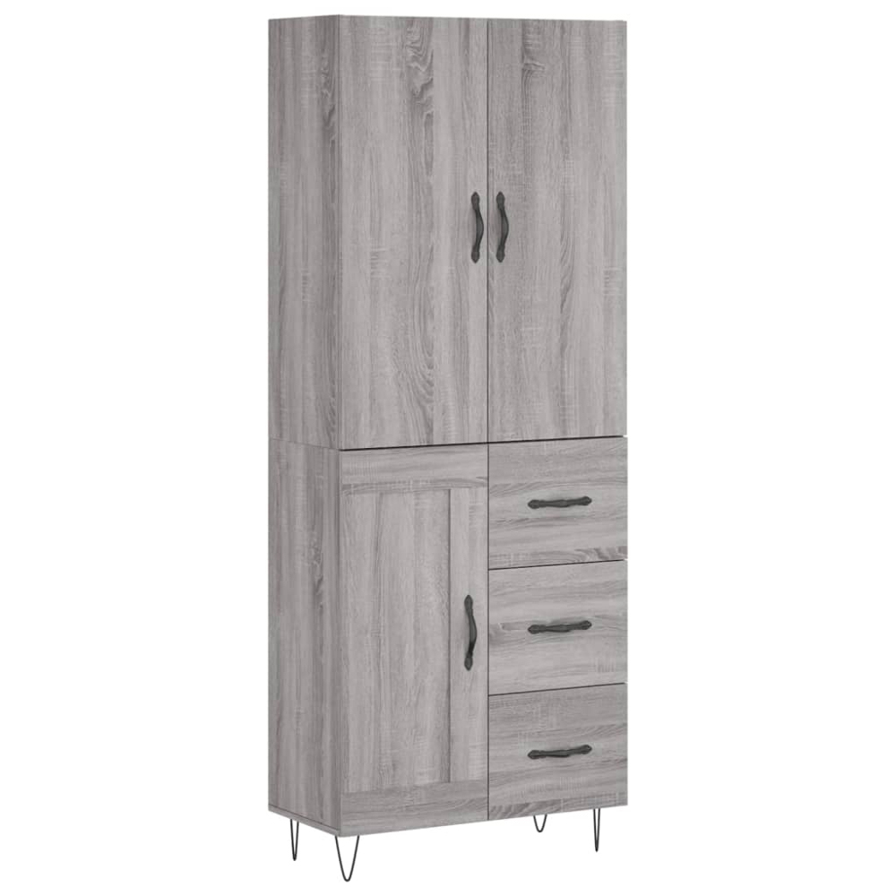 vidaXL 3 Door 3 Drawer Grey Sonoma Highboard Image 2