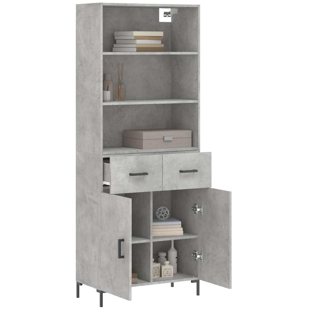 vidaXL 2 Door 2 Drawer 3 Shelf Concrete Grey Highboard Image 3