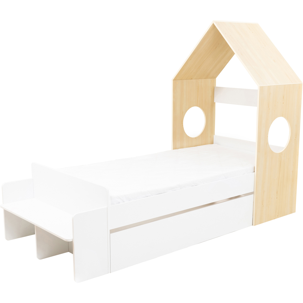 Seconique Cody Single White and Pine Effect House Bed Frame with Underbed Storage Drawer Image 2