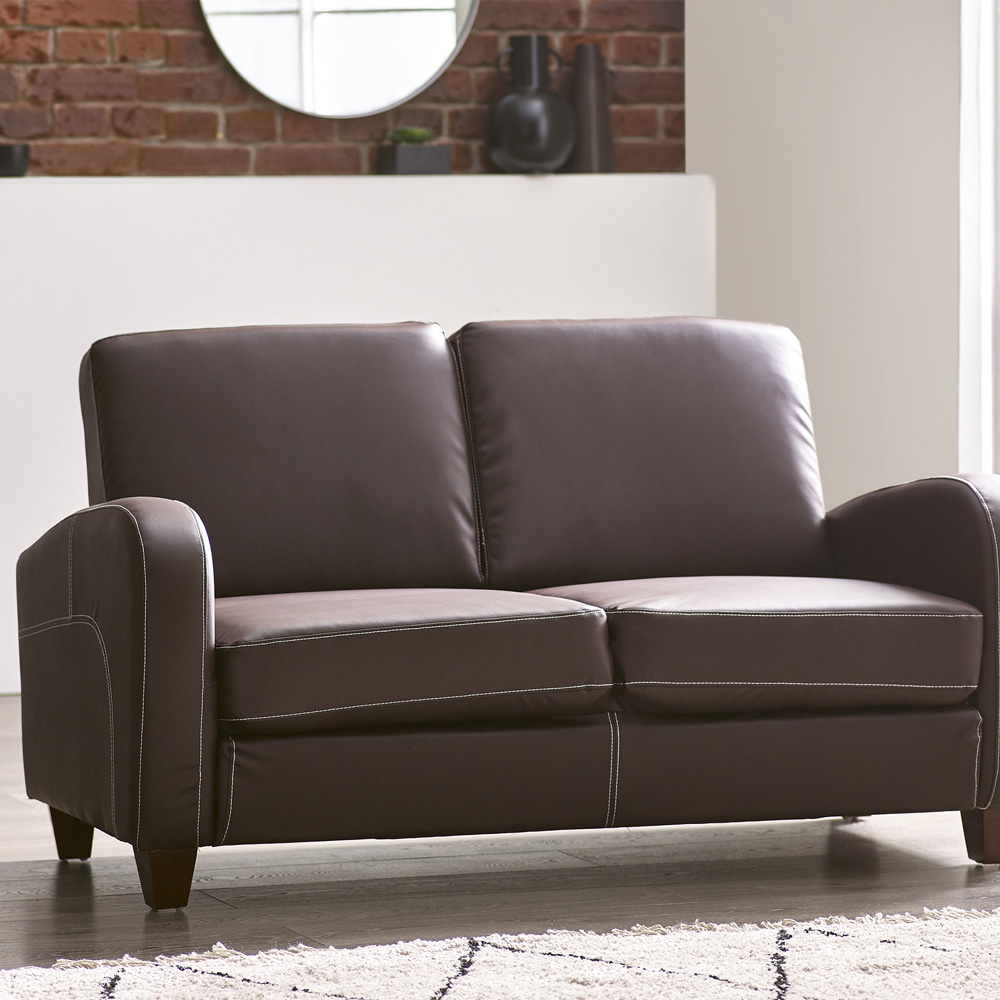 Julian Bowen Vivo 2 Seater Brown Faux Leather Sofa Image 3