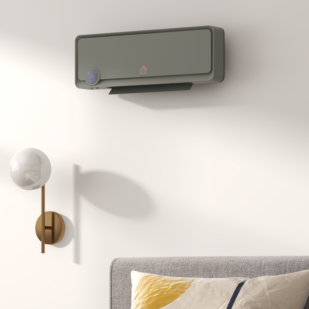 HOMCOM Wall Downflow Electric Heater with Timer Remote Image 2
