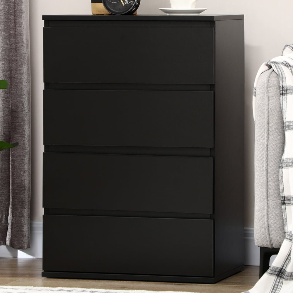 Portland 4 Drawer Black Chest of Drawers Image 1