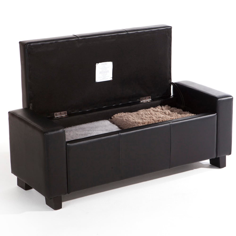 GFW Verona Black Ottoman Storage Bench Image 4