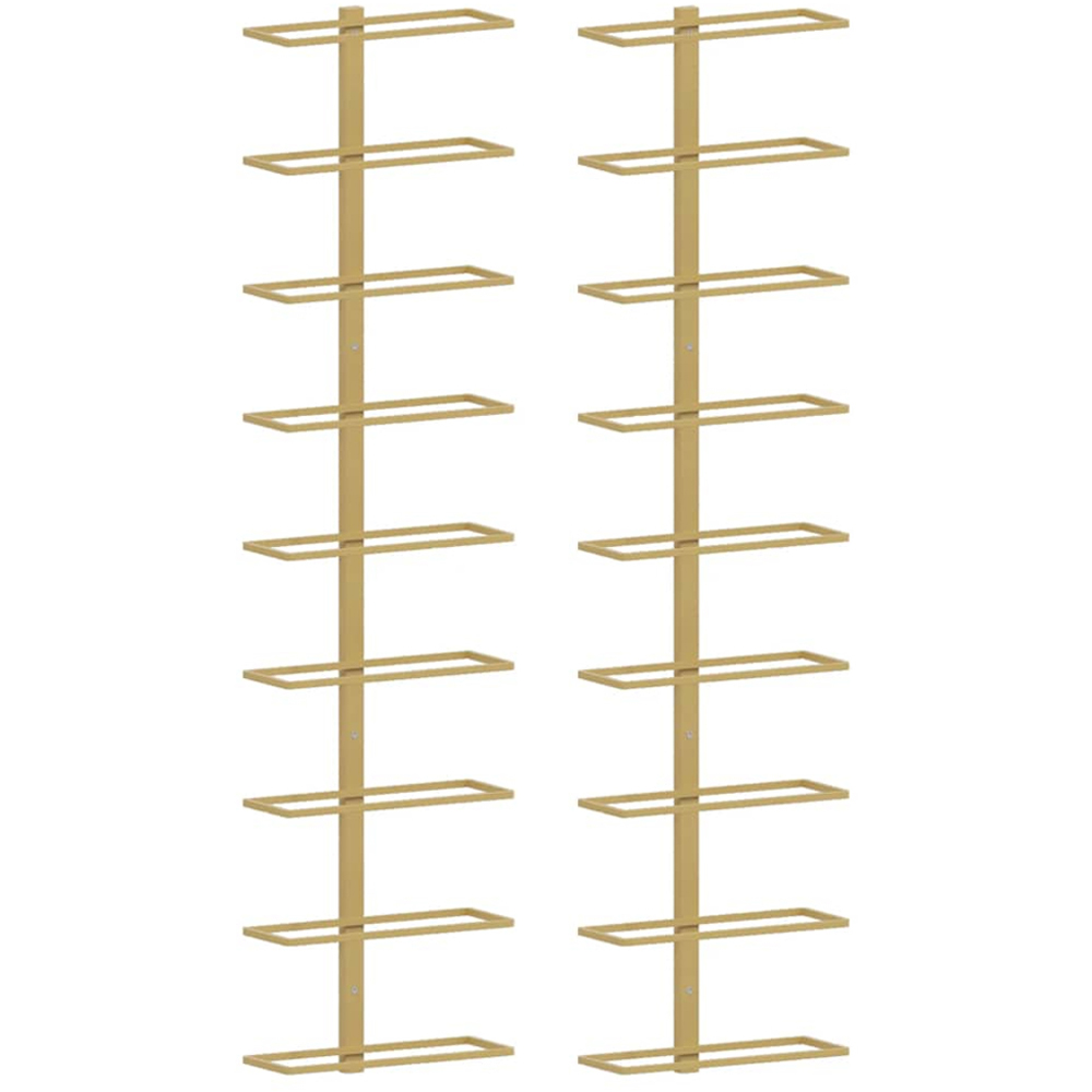 vidaXL 9 Bottle Gold Wall Mounted Wine Rack Set of 2 Image 3
