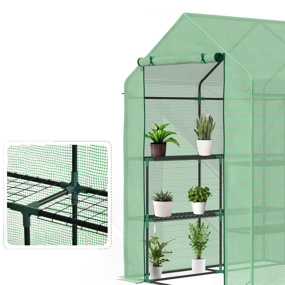 Outsunny 2 Tier Green PE 4.6 x 4.5ft Garden Greenhouse Image 8