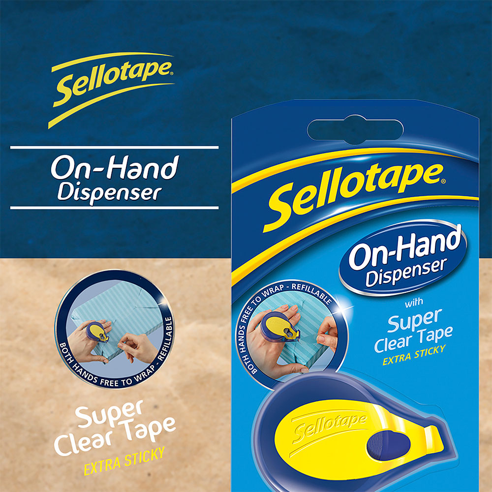 Sellotape On-Hand Tape Dispenser with Super Clear Tape Roll 18mm x 15m Image 4