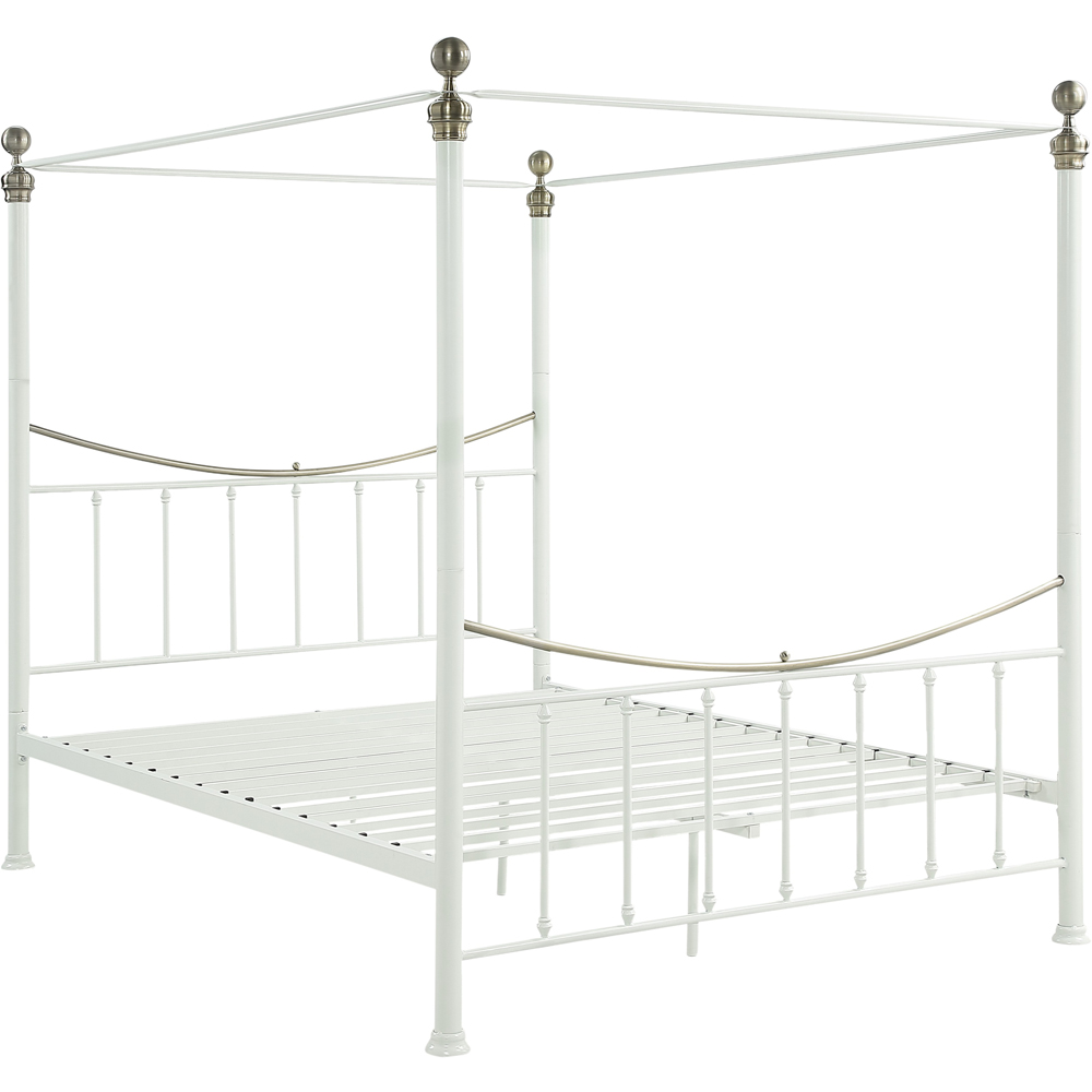 OAT Home Marylebone King Size White and Brass Metal 4 Poster Bed Frame Image 2