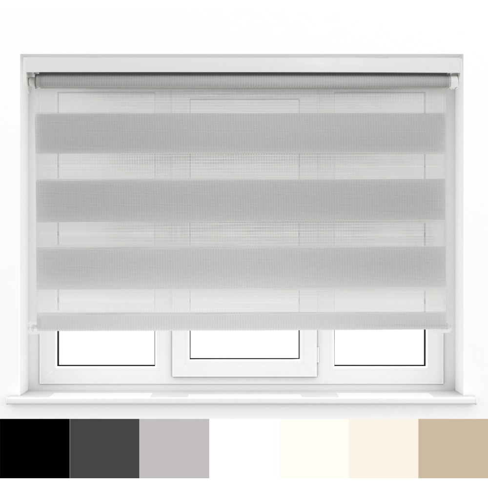 Caecus Day Night Long Drop Roller Blind Light Grey W120 x Drop 210cm Image 2