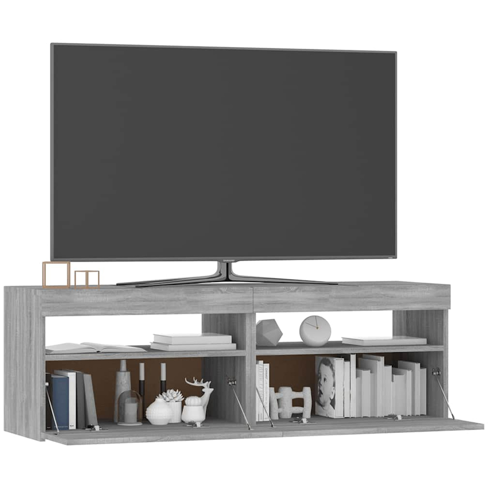 vidaXL 2 Door 2 Shelf Grey Sonoma TV Cabinet with RGB LED Lights Image 3