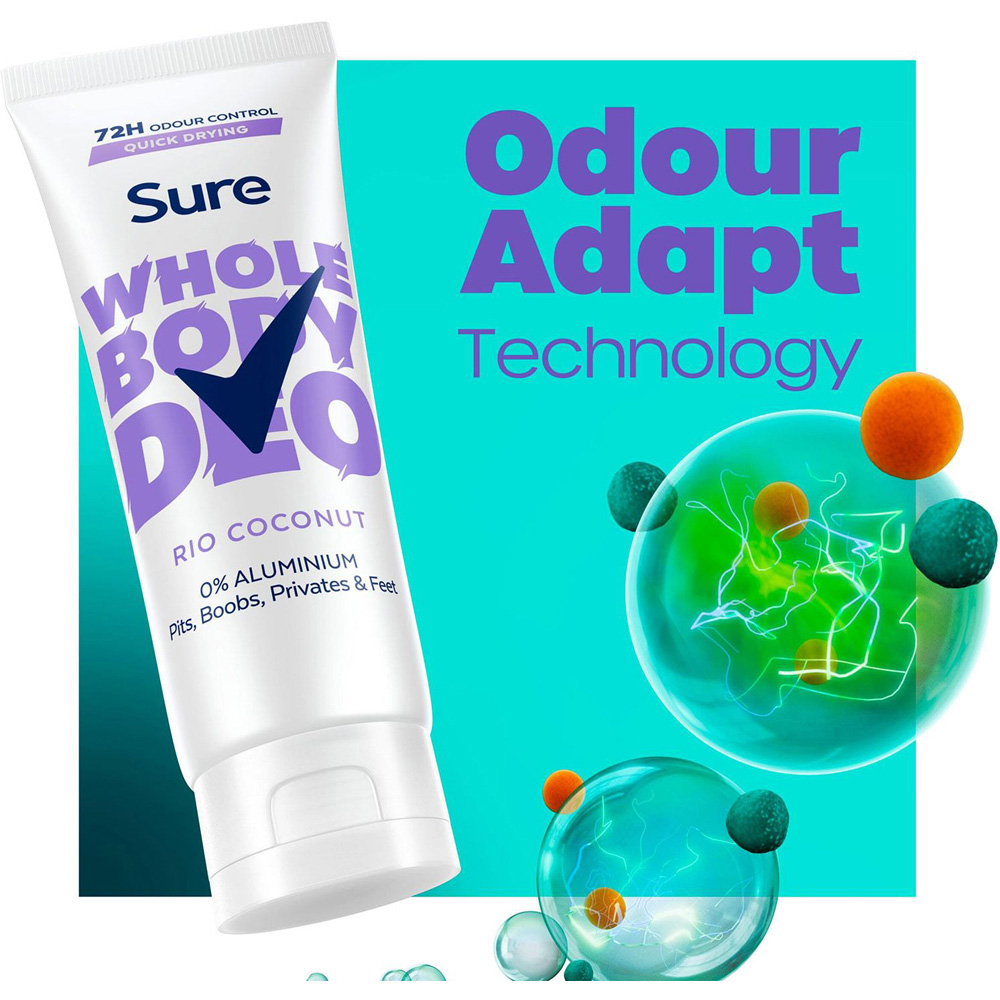 Sure Whole Body Rio Coconut 72H Odour Control Deodorant Cream 75ml 6 Pack Image 3