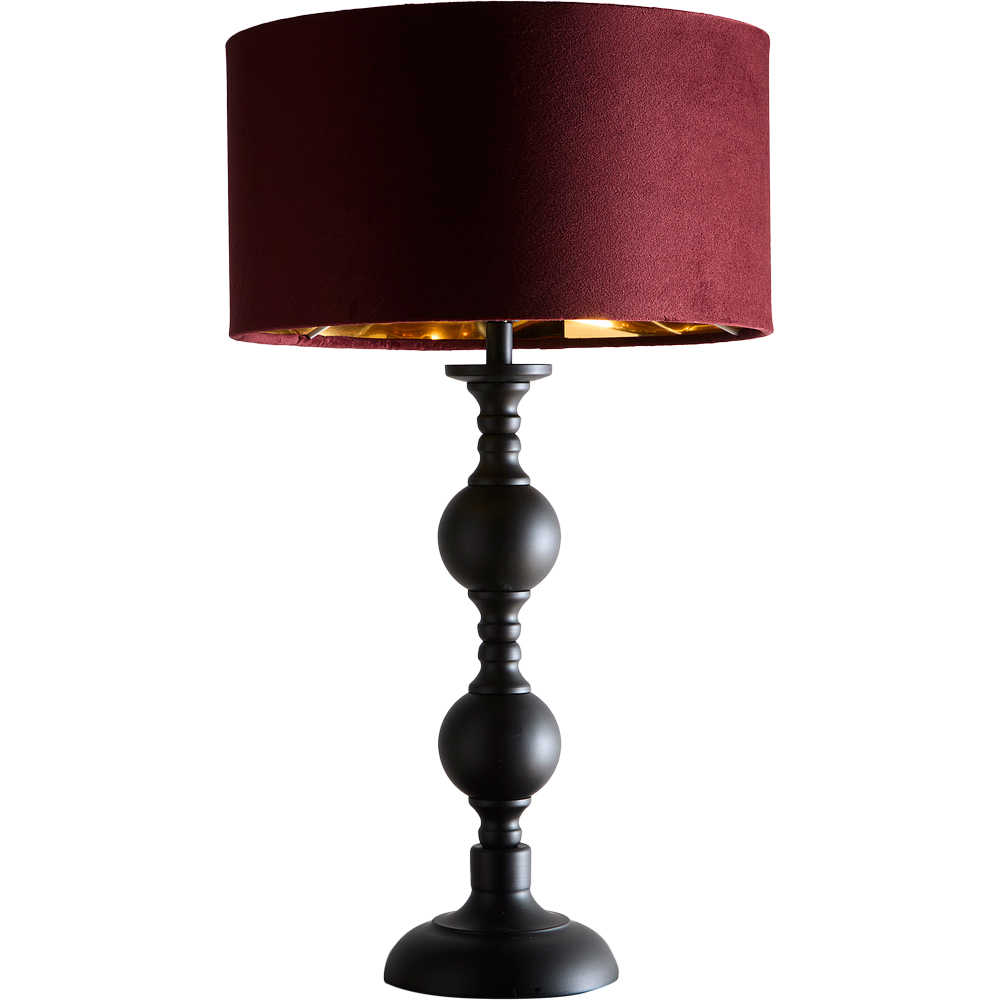Kliving Churchgate Red Velvet Shade Black Metal Table Lamp Image 1