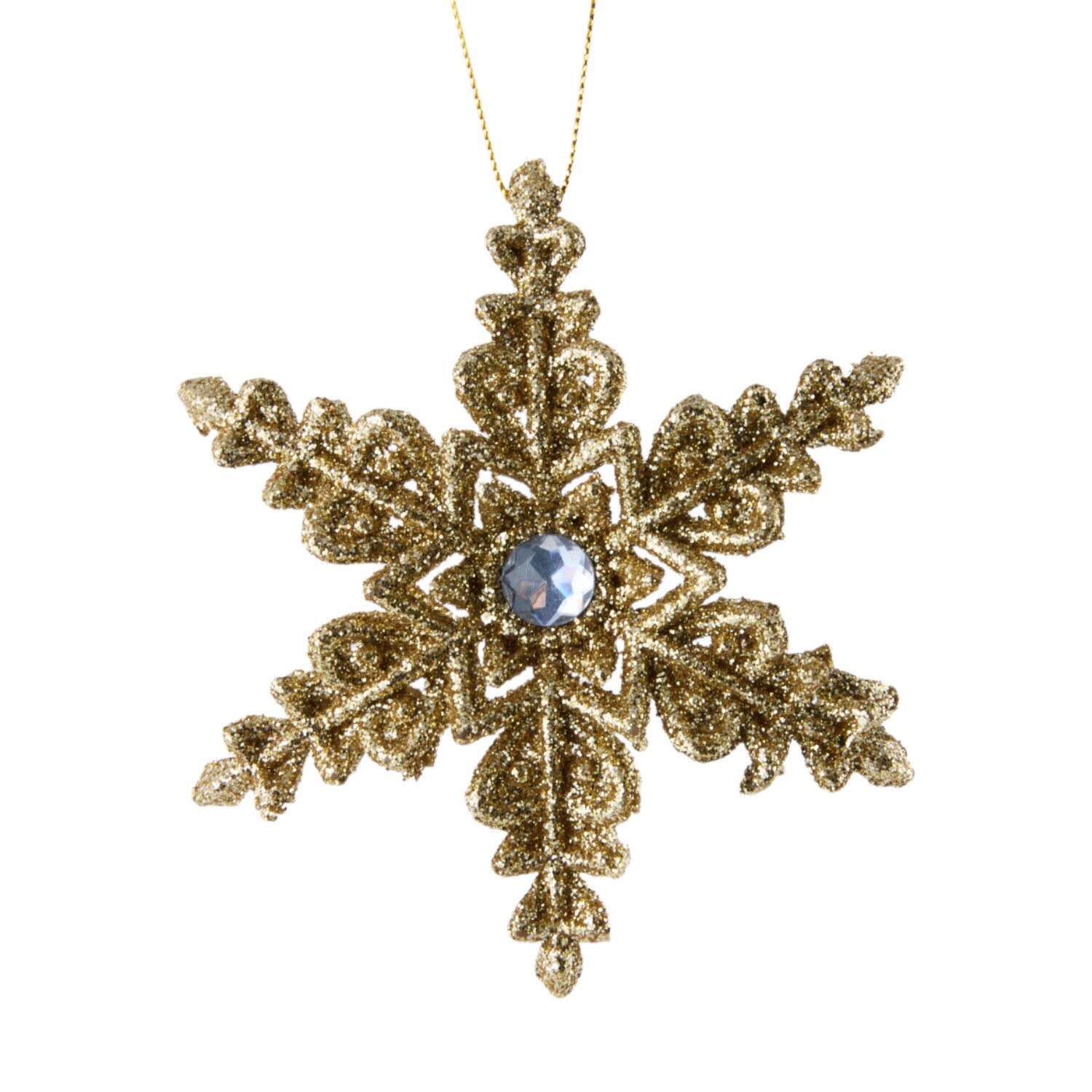 Glitter Snowflake Christmas Hanging Decoration Gold Image 1