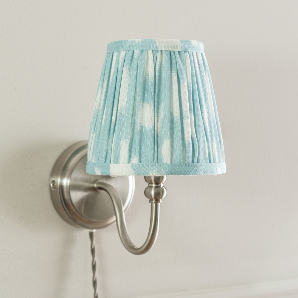 ValueLights Neely Antique Brass Blue Pleated Shades Plug-in LED Wall Light 2 Pack Image 5