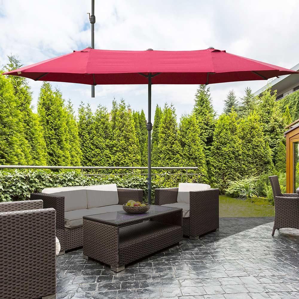 Outsunny 4.6m Garden Parasol Red Image 2