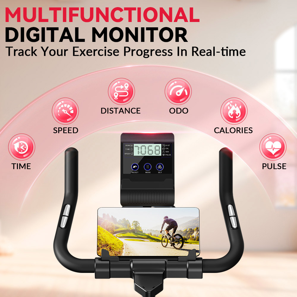 Rattrix D1 Black Stationary Exercise Bike with 10kg Flywheel Image 4