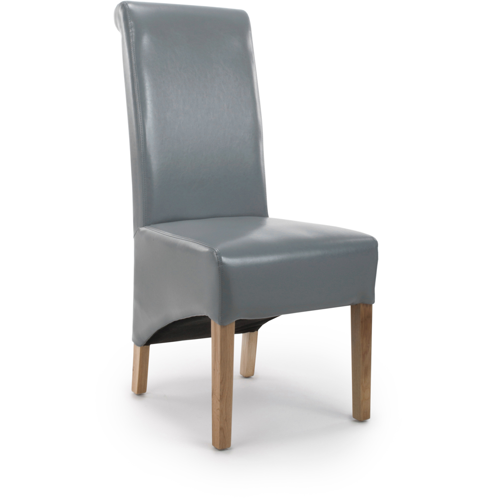 Krista Set of 2 Grey Bonded Leather Roll Back Dining Chair Image 6