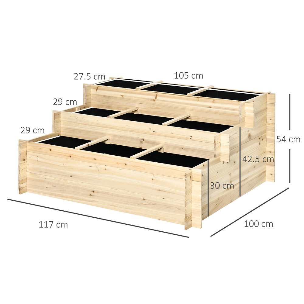 Outsunny 3 Tier Wooden Raised Bed Planter Image 6