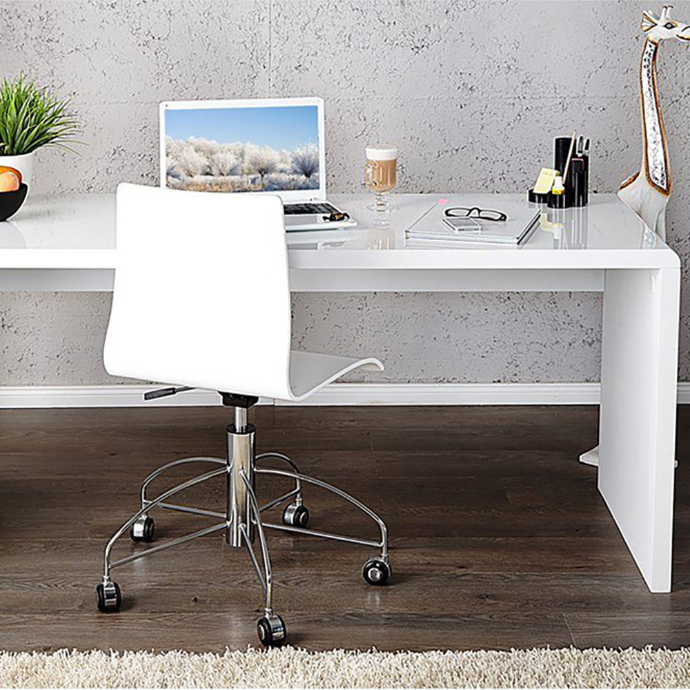 Furniturebox Alfredo High Gloss Computer Office Desk White Image 4