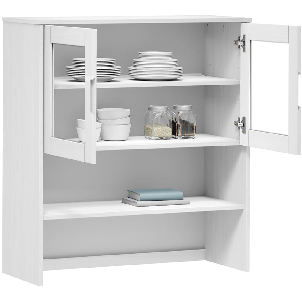vidaXL Molde 2 Glass Door Single Open Shelf White Highboard Top Image 3