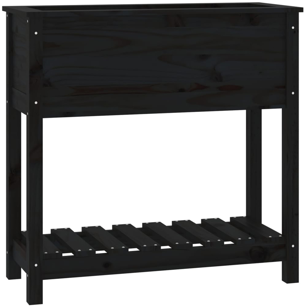vidaXL Single Shelf Black Solid Pine Wood Garden Planter 81 x 82.5 x 34.5cm Image 1