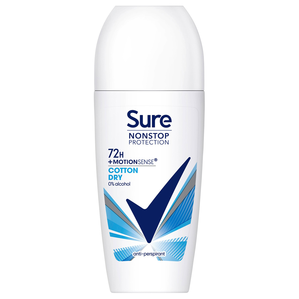 Sure Women Nonstop Protection Cotton Dry Antiperspirant Deodorant Roll On 50ml Image 1