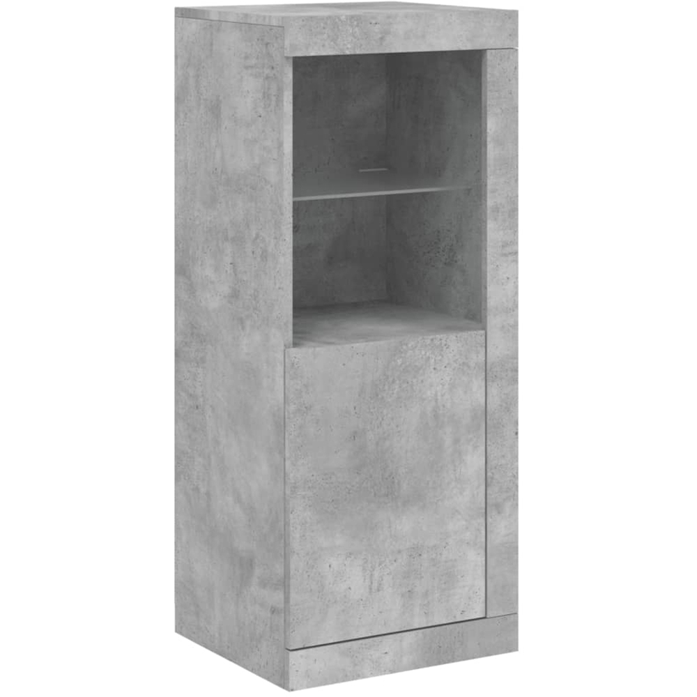 vidaXL 2 Door 12 Shelf Concrete Grey Wooden Sideboard with LED Lights 3 Piece Image 4