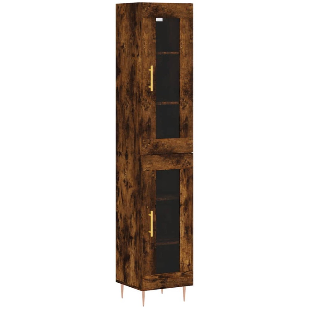 vidaXL 2 Glass Door Smoked Oak Highboard Image 2