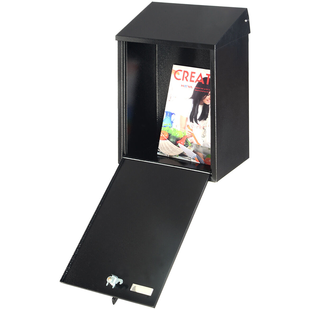 Costway Black Wall Mounted Steel Lockable Letter Box Image 6