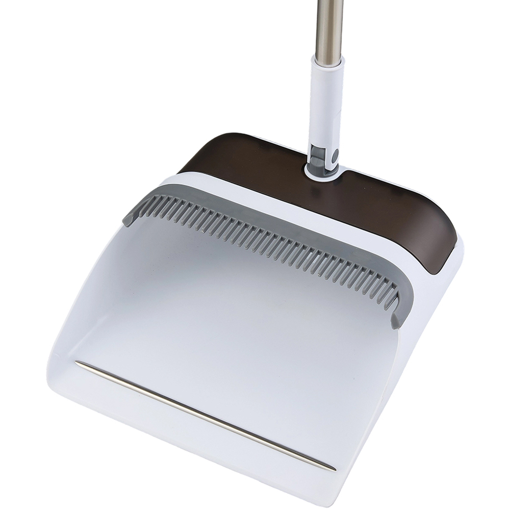 Living and Home Grey White Folding Long Handle Broom and Dustpan Set Image 5