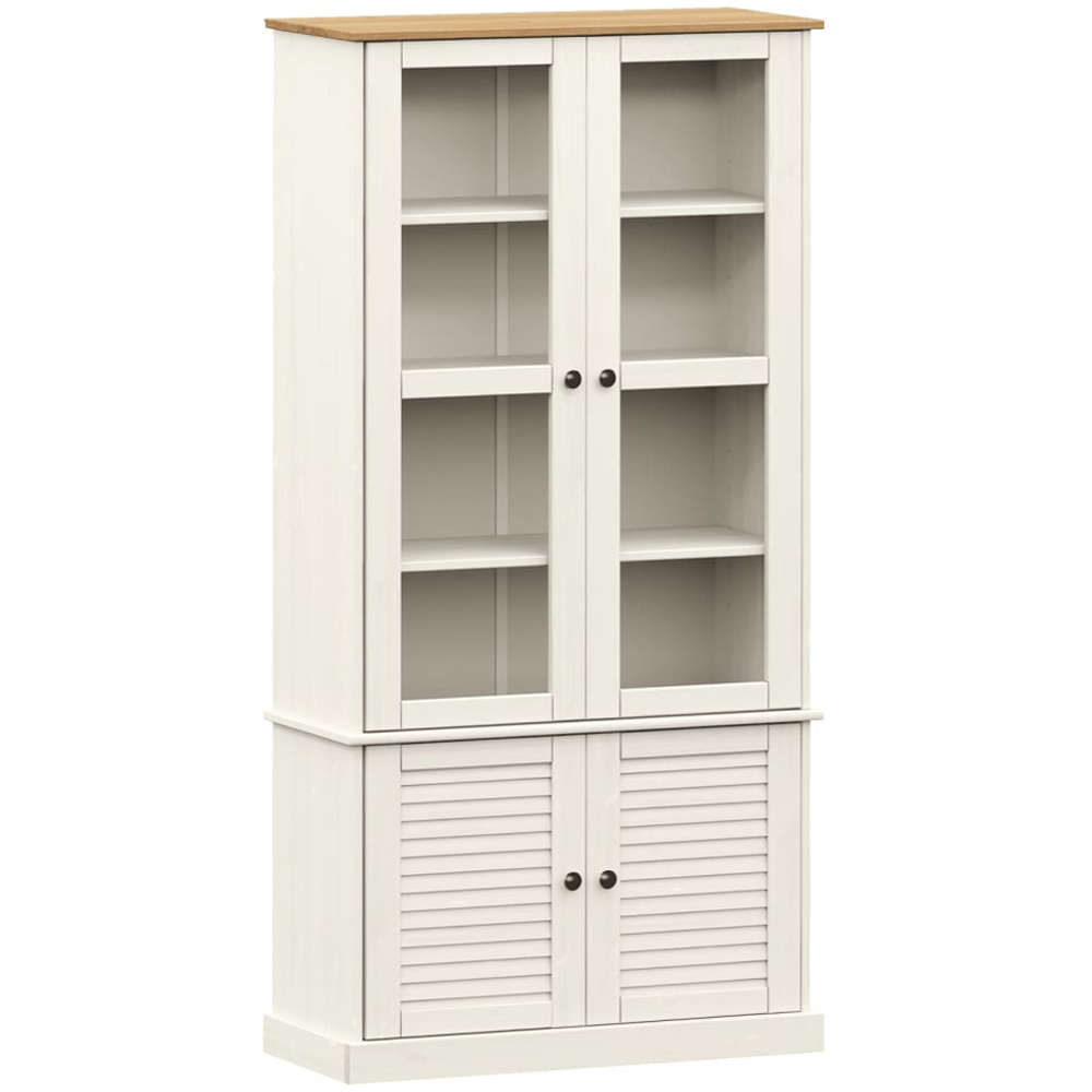 vidaXL Vigo 4 Door White Solid Wood Pine Glass Display Cabinet Image 2