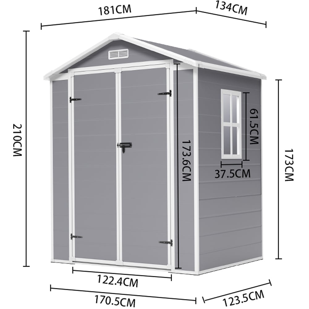 Living and Home 6 x 4.4ft Plastic Apex Garden Storage Shed Image 9